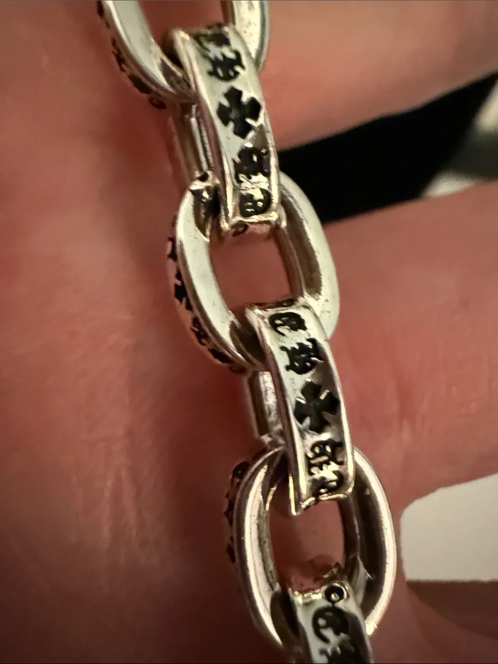 Chrome Hearts Polished Silver Oval-Link Necklace